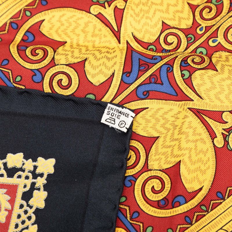 Hermes Carre 90 Brins D'or Golden Sprig Scarf Large Black Silk — view 7