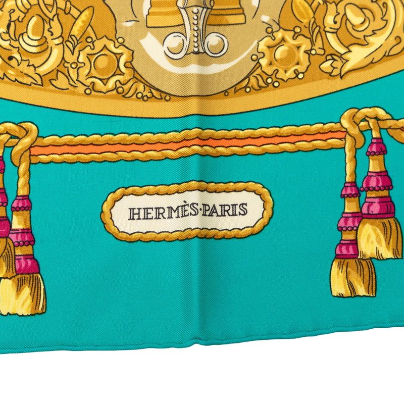 Hermes Carre 90 les Rubans du Cheval Horse Ribbon Decoration Scarf Large Blue — view 6