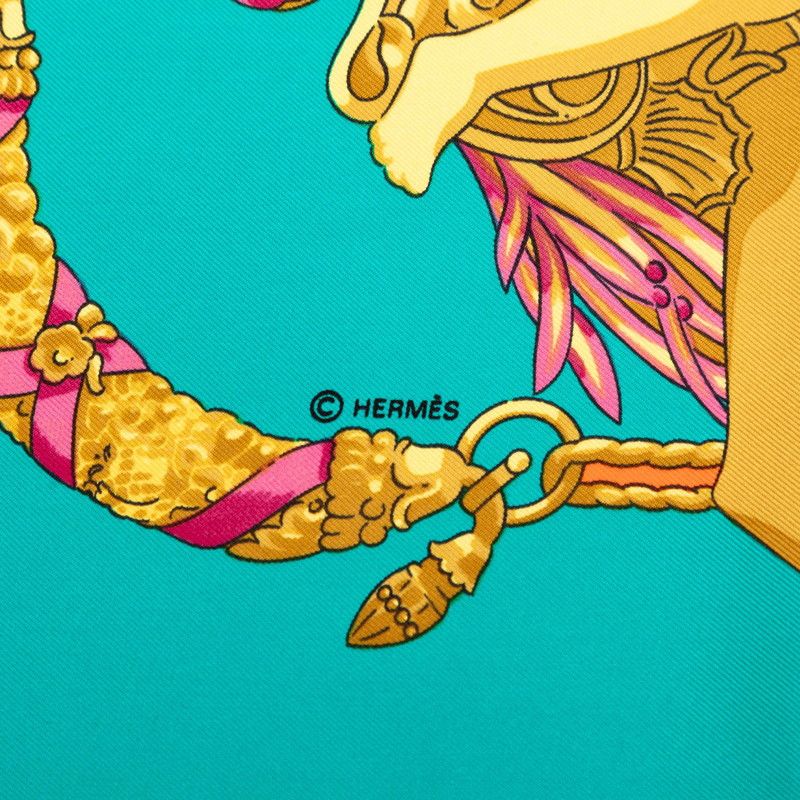 Hermes Carre 90 les Rubans du Cheval Horse Ribbon Decoration Scarf Large Blue — view 5