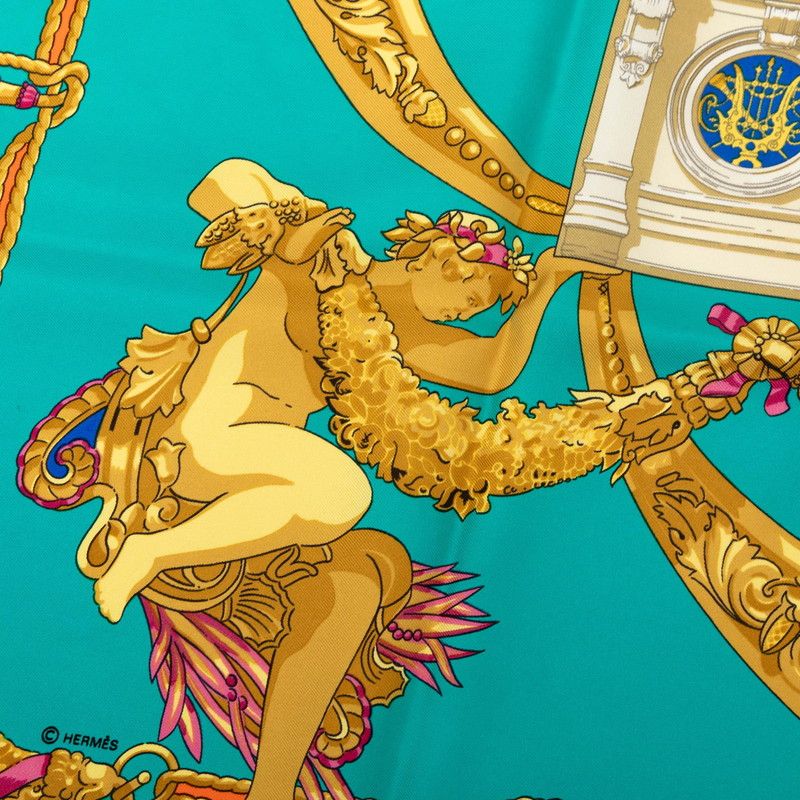 Hermes Carre 90 les Rubans du Cheval Horse Ribbon Decoration Scarf Large Blue — view 3