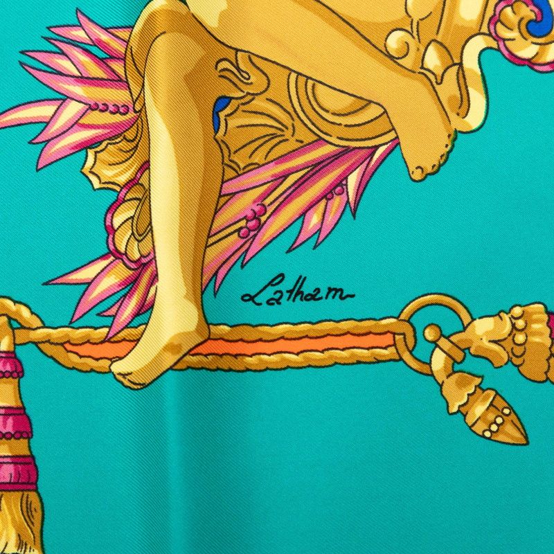 Hermes Carre 90 les Rubans du Cheval Horse Ribbon Decoration Scarf Large Blue — view 4