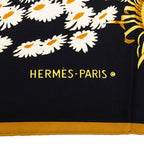 Hermes Carre 90 Fleurs Et Carlines Sunflower Bouquet Scarf Large Black Multicolo — view 8