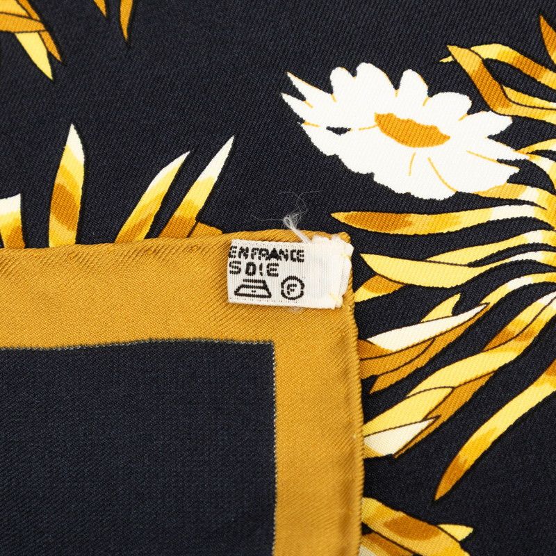 Hermes Carre 90 Fleurs Et Carlines Sunflower Bouquet Scarf Large Black Multicolo — view 9