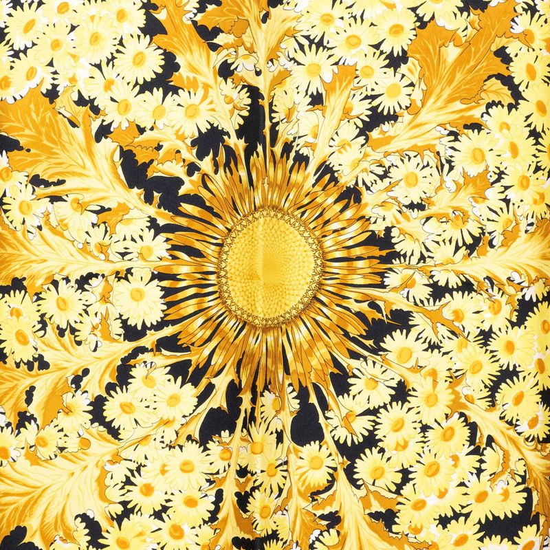 Hermes Carre 90 Fleurs Et Carlines Sunflower Bouquet Scarf Large Black Multicolo — view 4