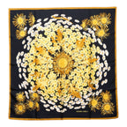 Hermes Carre 90 Fleurs Et Carlines Sunflower Bouquet Scarf Large Black Multicolo