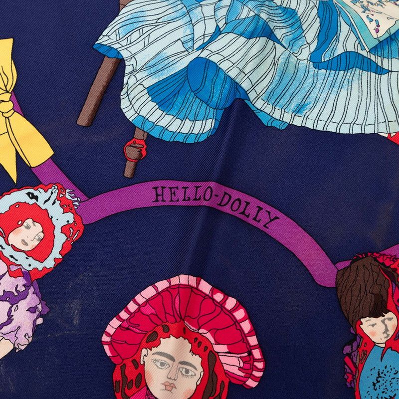 Hermes Carre 90 Hello Dolly Doll Scarf Large Purple Multicolor Silk — view 2