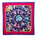 Hermes Carre 90 Hello Dolly Doll Scarf Large Purple Multicolor Silk