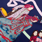 Hermes Carre 90 Hello Dolly Doll Scarf Large Purple Multicolor Silk — view 4