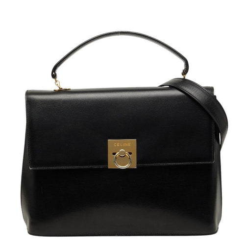 Celine 2-Way Shoulder Bag Black Leather