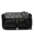 Chanel CC Logo 2.55 Quilted Chain Shoulder Bag Black Lambskin