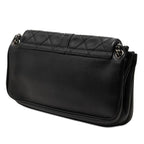 Chanel CC Logo 2.55 Quilted Chain Shoulder Bag Black Lambskin — view 2