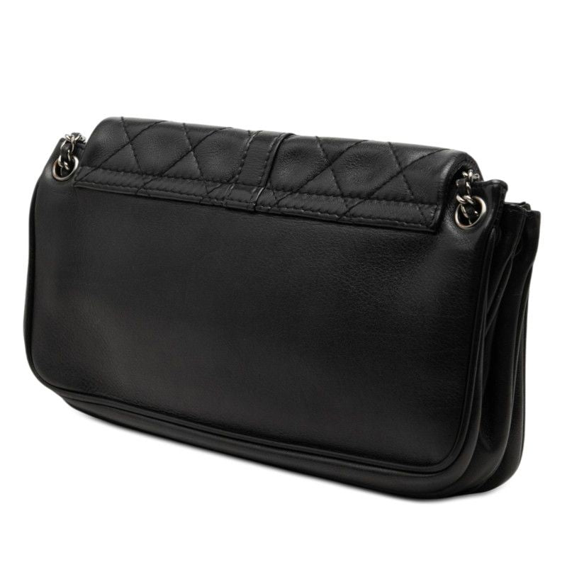 Chanel CC Logo 2.55 Quilted Chain Shoulder Bag Black Lambskin — view 2