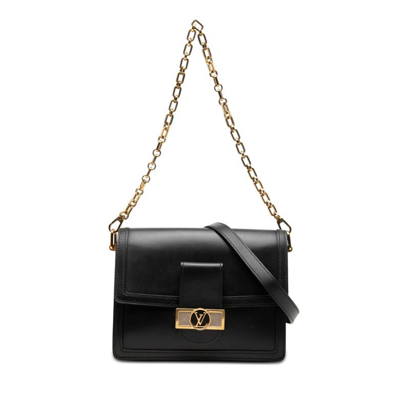 Louis Vuitton Dauphine ММ LV Lock Chain 2-Way Shoulder Bag Black Leather