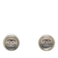 Chanel CC Logo Stud Earrings Silver Clear Metal