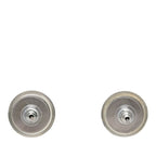 Chanel CC Logo Stud Earrings Silver Clear Metal — view 2