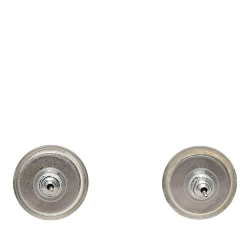 Chanel CC Logo Stud Earrings Silver Clear Metal — view 2