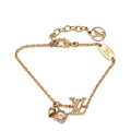 Louis Vuitton Monogram Flower Bracelet Loulou Gram Gold Plated Rhinestone
