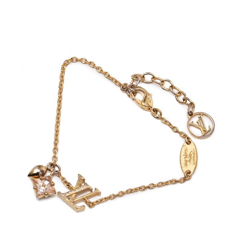Louis Vuitton Monogram Flower Bracelet Loulou Gram Gold Plated Rhinestone — view 2