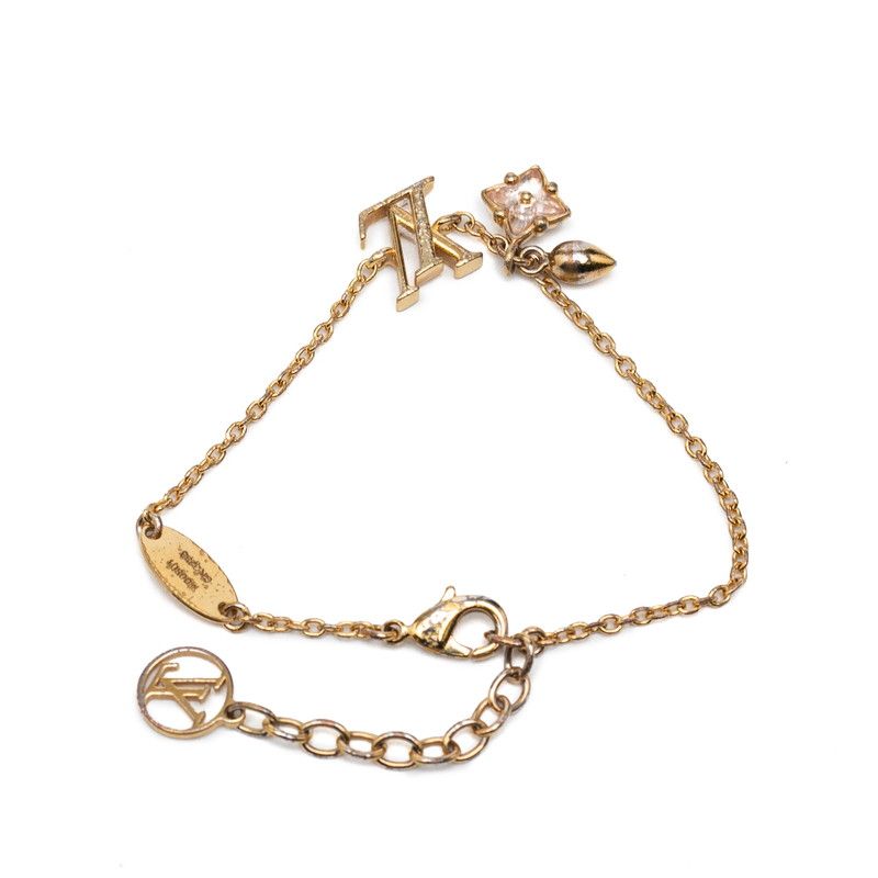 Louis Vuitton Monogram Flower Bracelet Loulou Gram Gold Plated Rhinestone — view 3