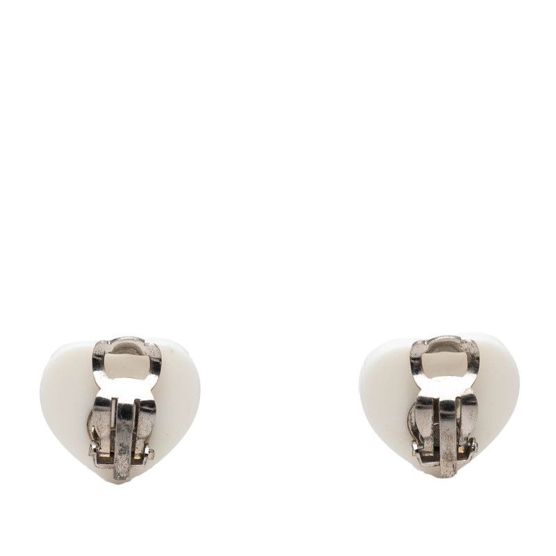 Chanel CC Logo Heart Earrings 04c White Plastic — view 2