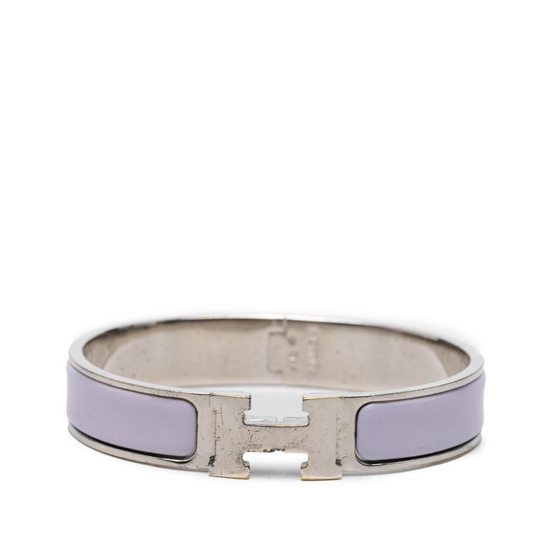 Hermes Clic Clac Bangle Silver Purple Metal 1- Bracelet