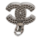 Chanel CC Logo Perforated Earrings Silver Metal — view 3
