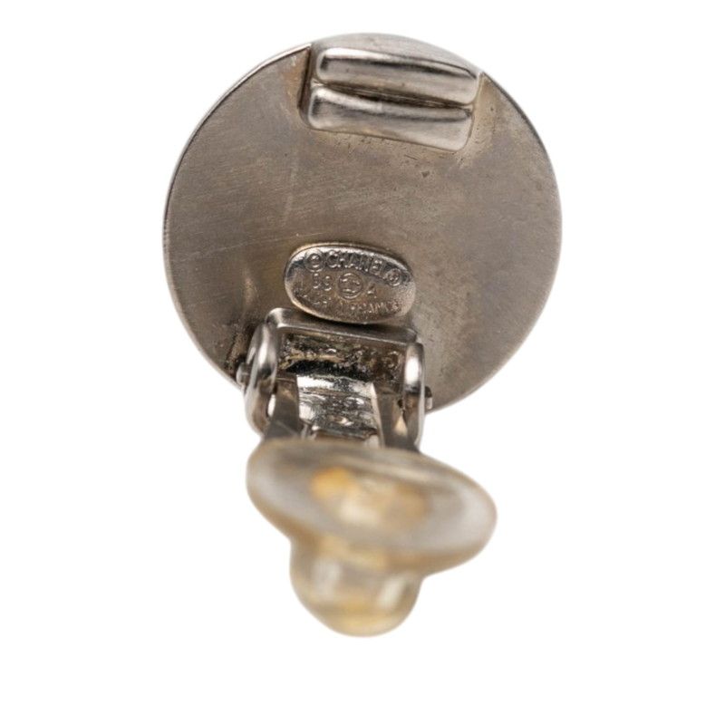 Chanel CC Logo Vintage Earrings Silver Gold Metal — view 3