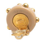 Chanel CC Logo Vintage Earrings Gold Beige Plated — view 3