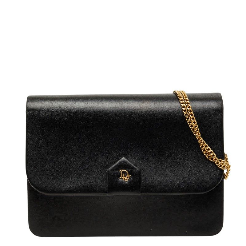 Dior Crossbody Chain Shoulder Bag Black Leather