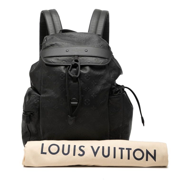 Louis Vuitton Monogram Shadow Discovery Backpack Black Noir Leather — view 9