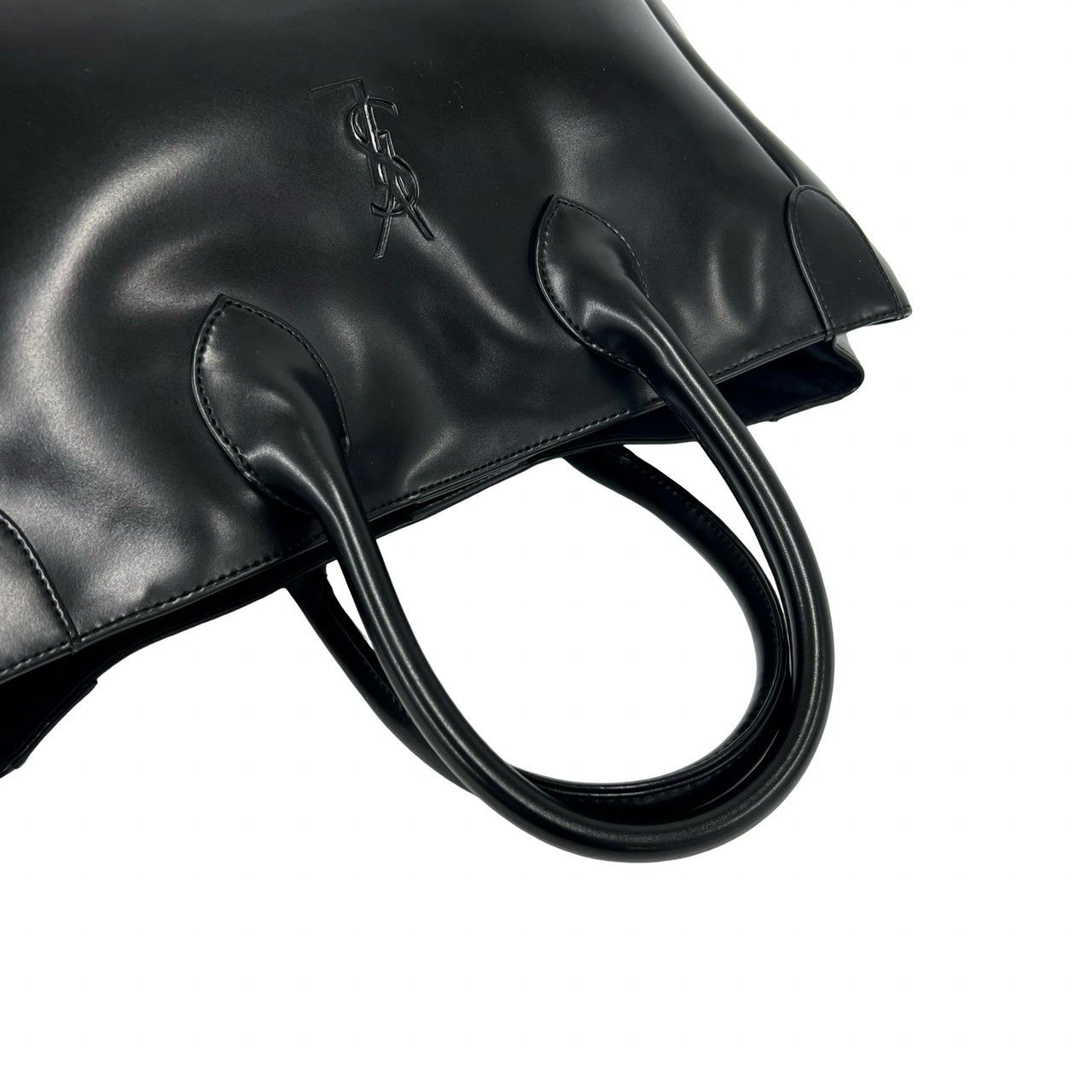 Saint Laurent Vintage YSL Logo Leather Tote Black — view 4