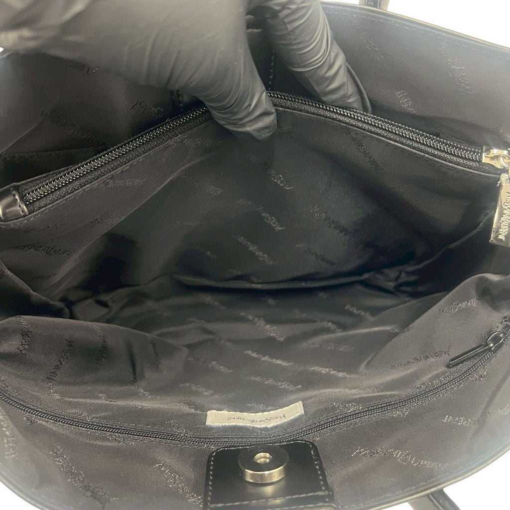 Saint Laurent Vintage YSL Logo Leather Tote Black — view 9