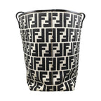Fendi Tote FF Jacquard Large Canvas Logo White Black Blue — view 3