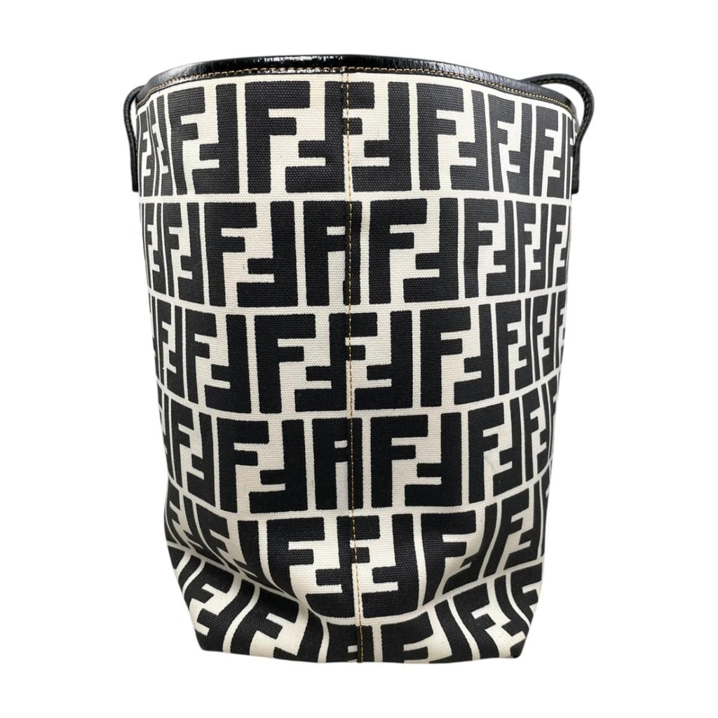 Fendi Tote FF Jacquard Large Canvas Logo White Black Blue — view 4