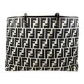 Fendi Tote FF Jacquard Large Canvas Logo White Black Blue
