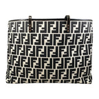 Fendi Tote FF Jacquard Large Canvas Logo White Black Blue