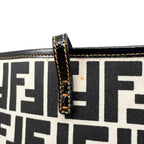Fendi Tote FF Jacquard Large Canvas Logo White Black Blue — view 9