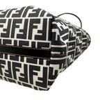 Fendi Tote FF Jacquard Large Canvas Logo White Black Blue — view 7