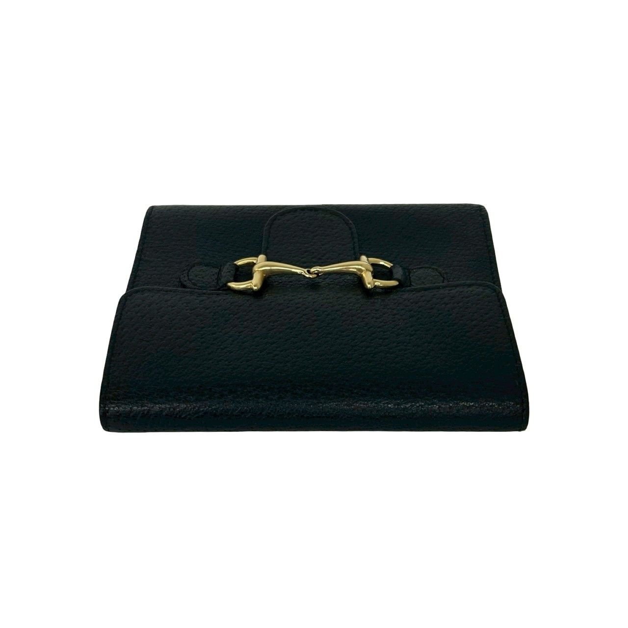 Gucci Horsebit Leather Trifold Wallet Bill Purse Coin Card Case Black — view 3