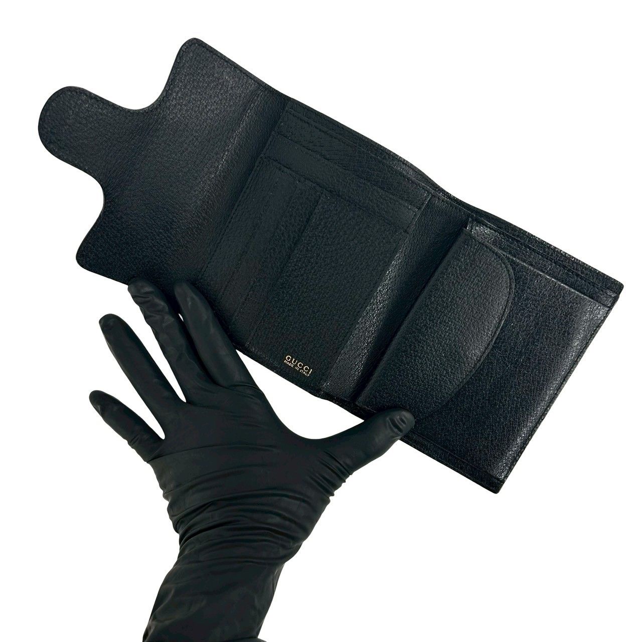 Gucci Horsebit Leather Trifold Wallet Bill Purse Coin Card Case Black — view 7