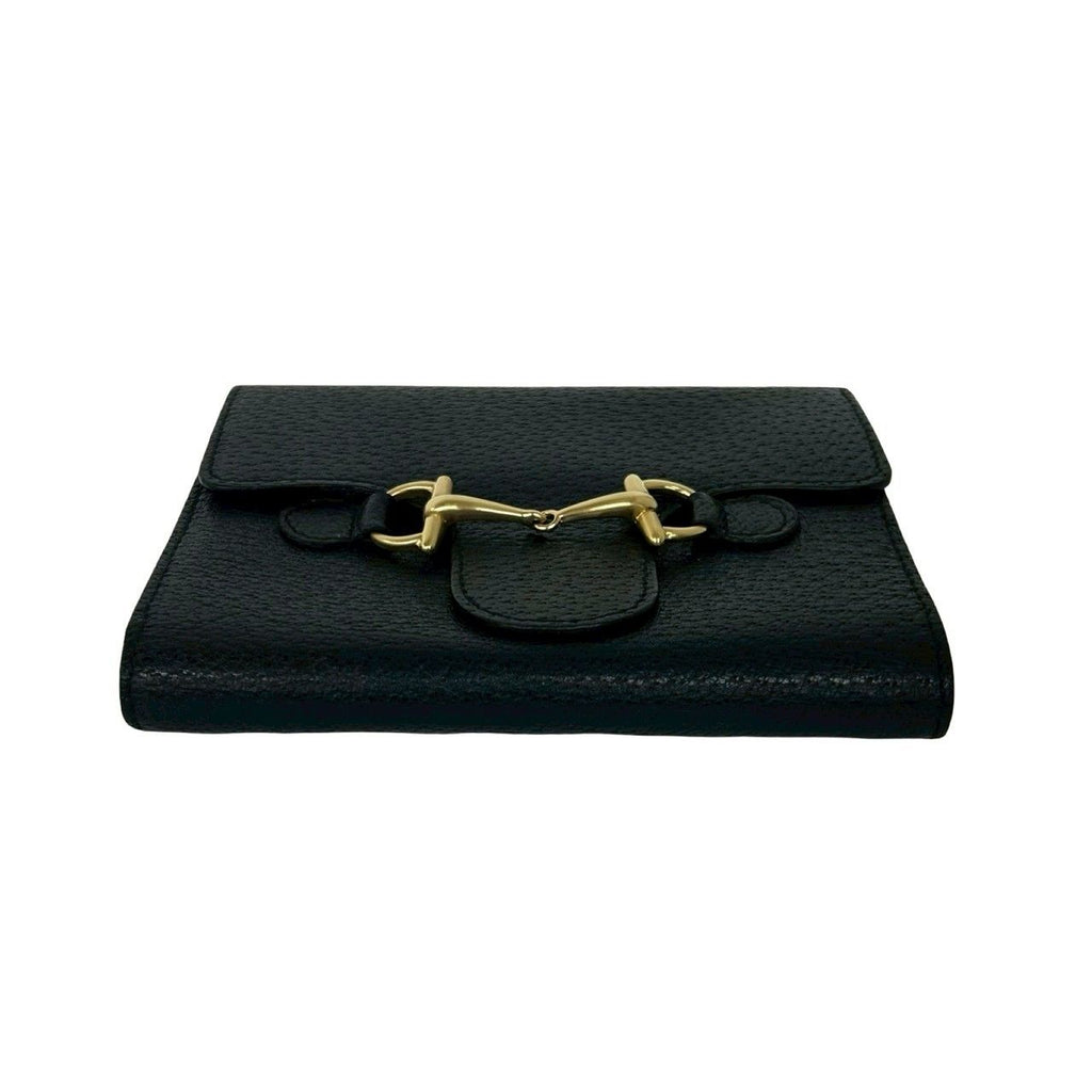 Gucci Horsebit Leather Trifold Wallet Bill Purse Coin Card Case Black — view 6