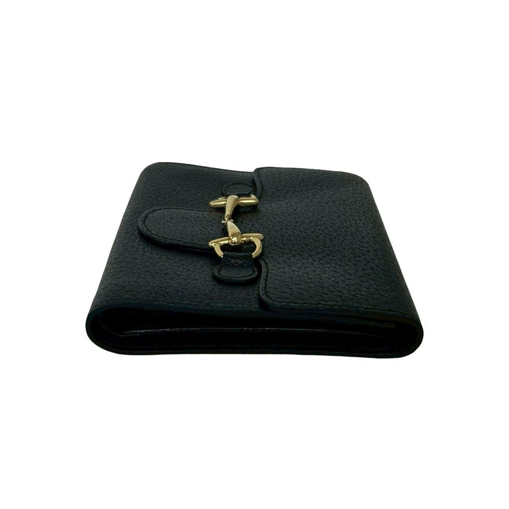 Gucci Horsebit Leather Trifold Wallet Bill Purse Coin Card Case Black — view 5