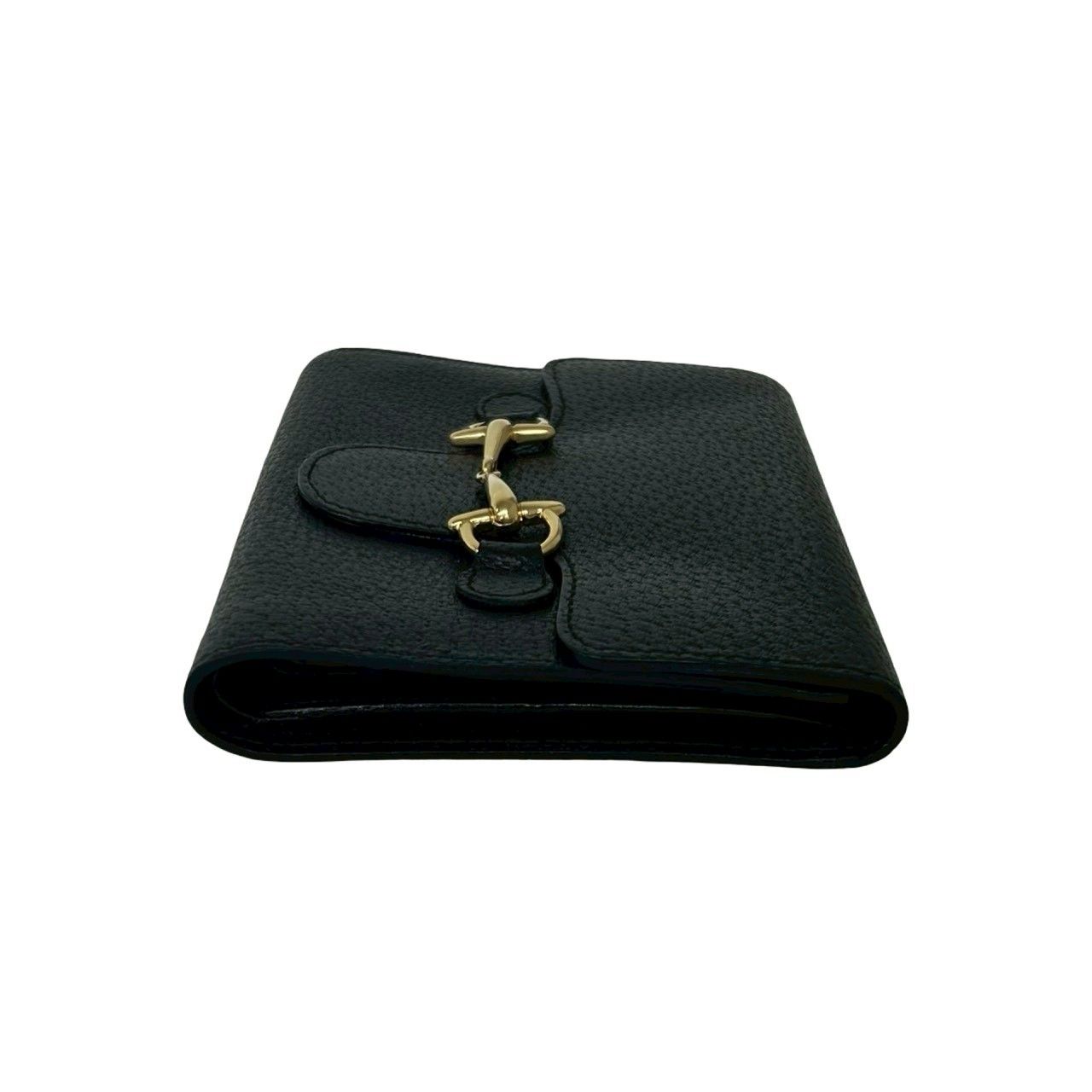 Gucci Horsebit Leather Trifold Wallet Bill Purse Coin Card Case Black — view 5