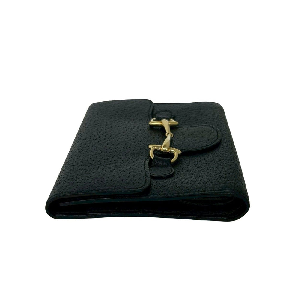 Gucci Horsebit Leather Trifold Wallet Bill Purse Coin Card Case Black — view 4
