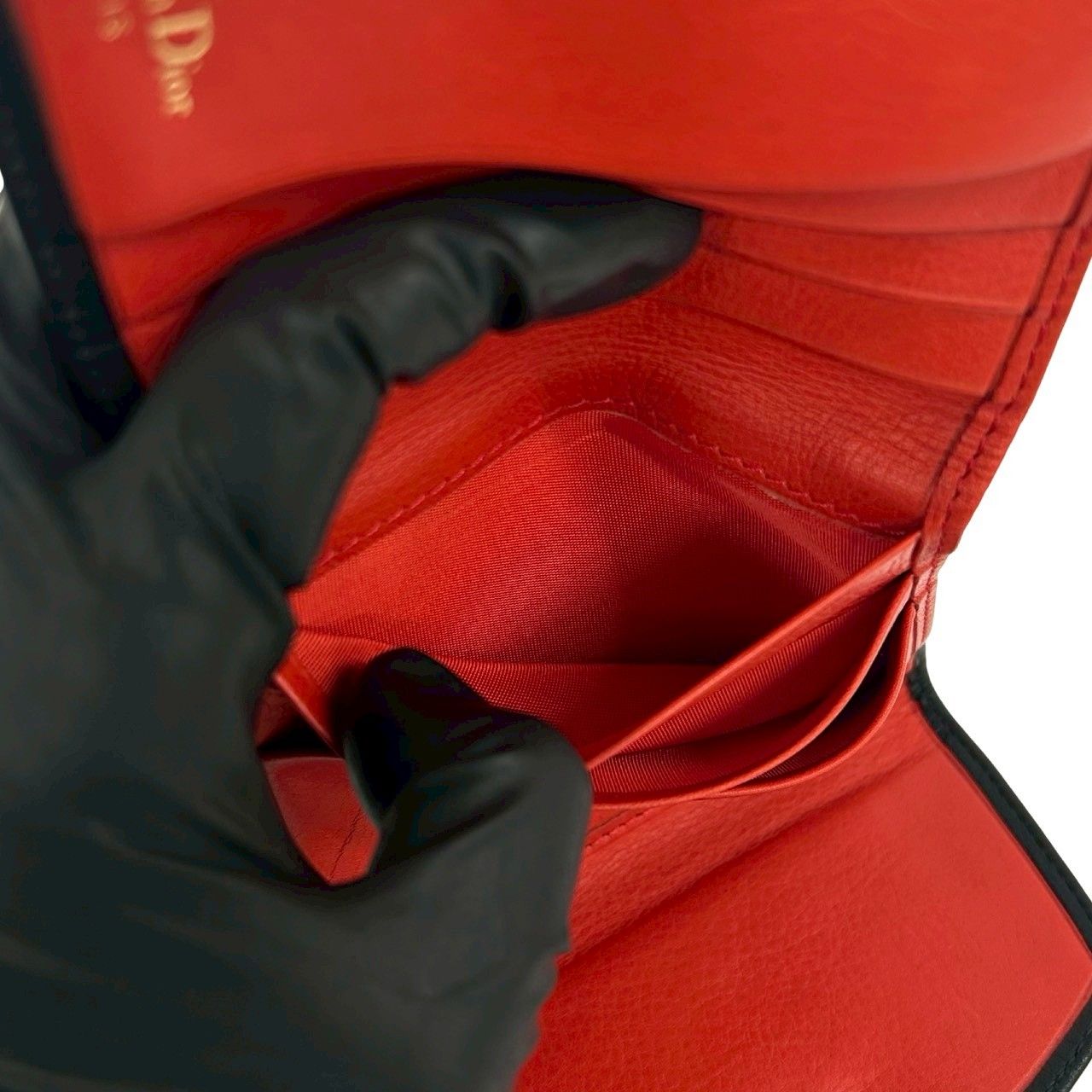 Dior Vintage CD Logo Leather Kiss Lock Trifold Wallet Black — view 9