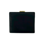 Dior Vintage CD Logo Leather Kiss Lock Trifold Wallet Black — view 2
