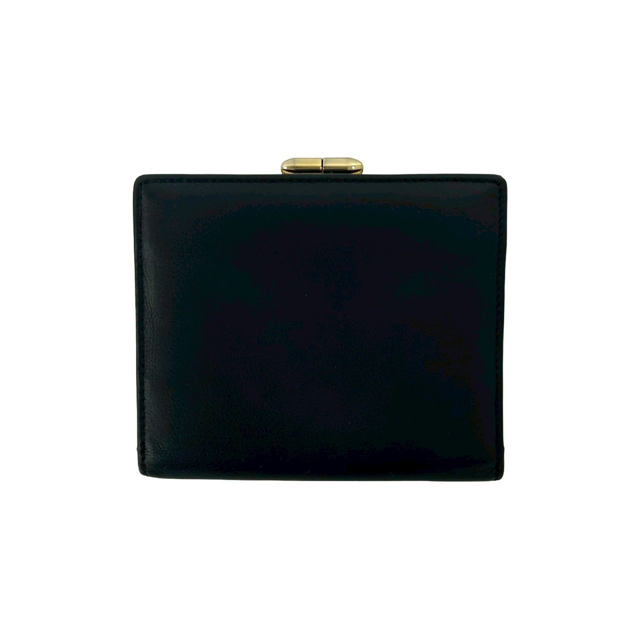 Dior Vintage CD Logo Leather Kiss Lock Trifold Wallet Black — view 2