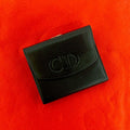 Dior Vintage CD Logo Leather Kiss Lock Trifold Wallet Black
