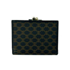 Celine Vintage Macadam Blason Pattern Leather Kiss Lock Bifold Wallet Black — view 2