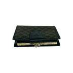 Celine Vintage Macadam Blason Pattern Leather Kiss Lock Bifold Wallet Black — view 3